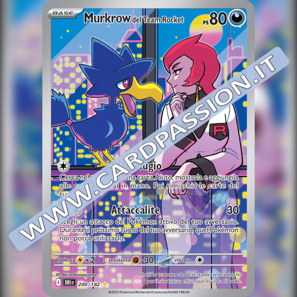 200/182 Murkrow del Team Rocket Illustrazione Rara | Rivali Predestinati