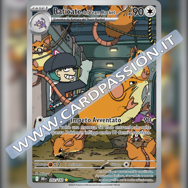 202/182 Raticate del Team Rocket Illustrazione Rara | Rivali Predestinati