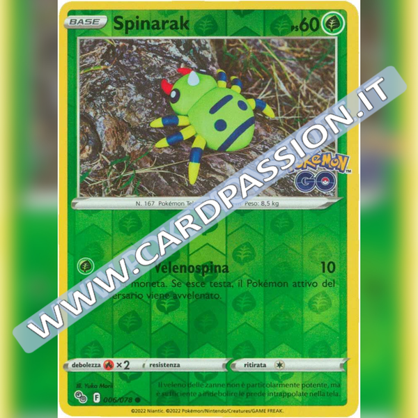 006/078 Spinarak Comune Reverse | Pokemon GO - Card Passion
