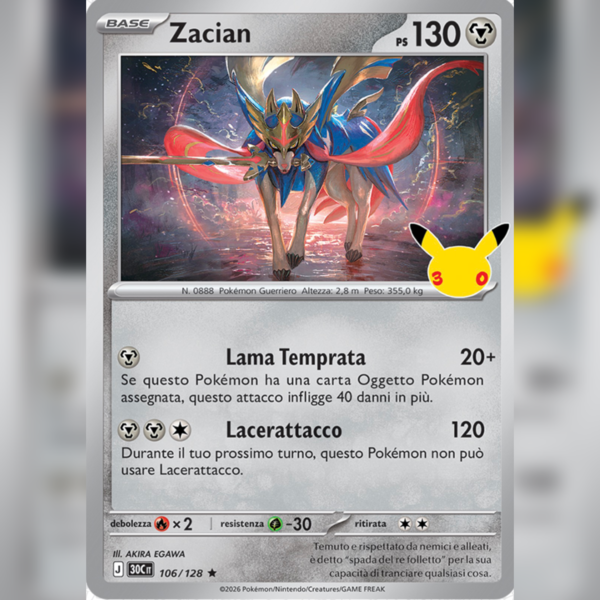 106/128 Zacian Holo | 30esimo Anniversario
