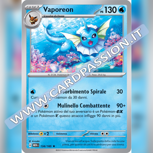 134/165 Vaporeon Holo | Scarlatto e Violetto 151
