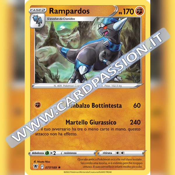 077/189 Rampardos Rara Holo | Lucentezza Siderale - Card Passion