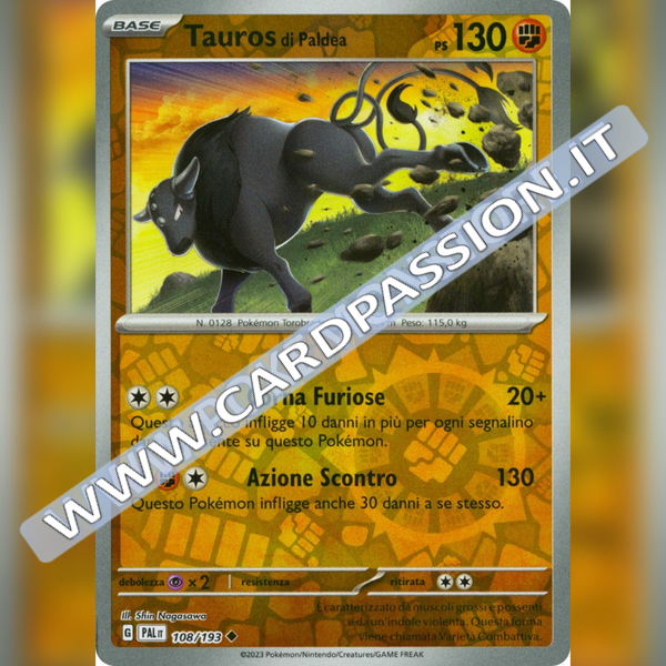 108/193 Tauros di Paldea Reverse | Evoluzioni a Paldea