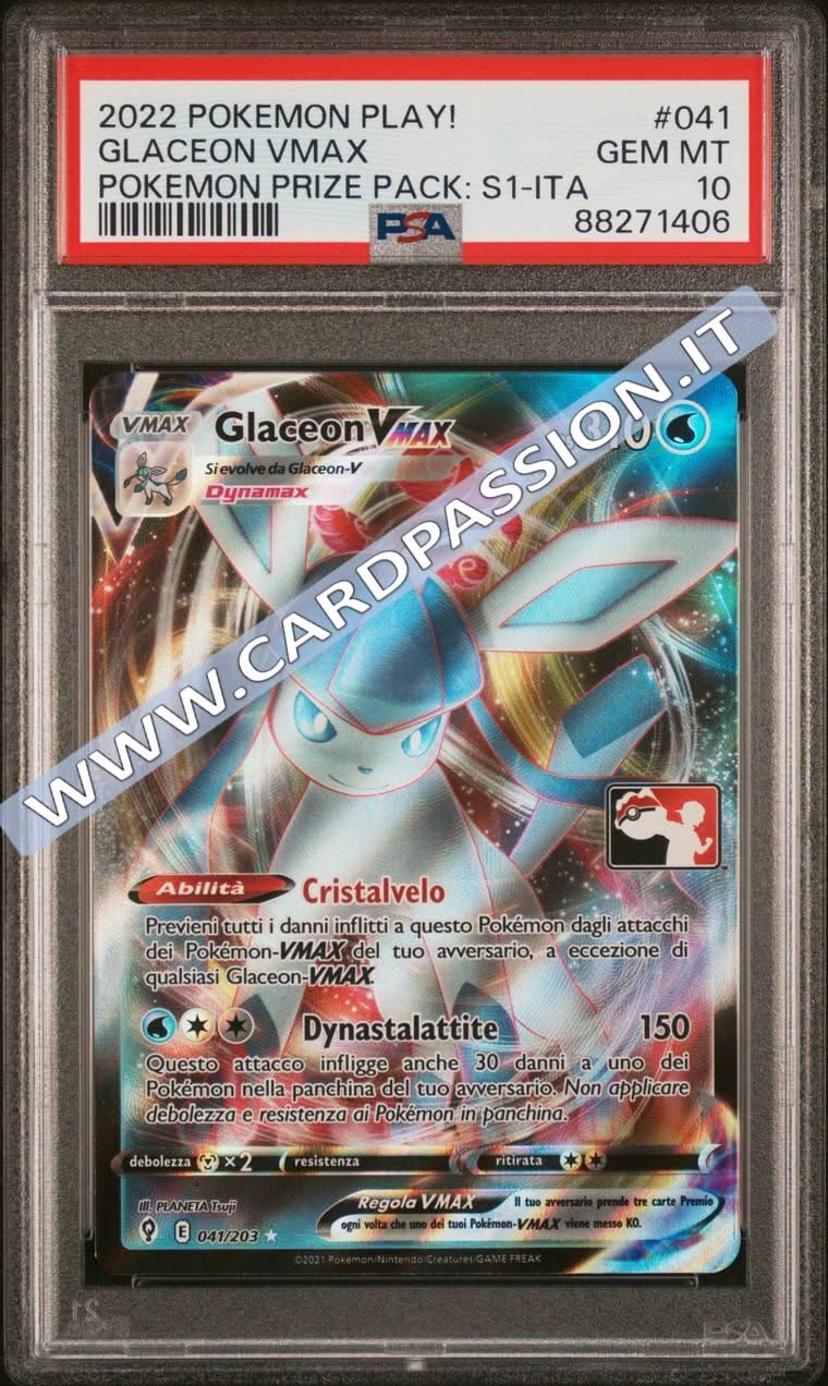 041/203 Glaceon VMax | Play Pokémon! Busta Premio 1a Serie - PSA 10