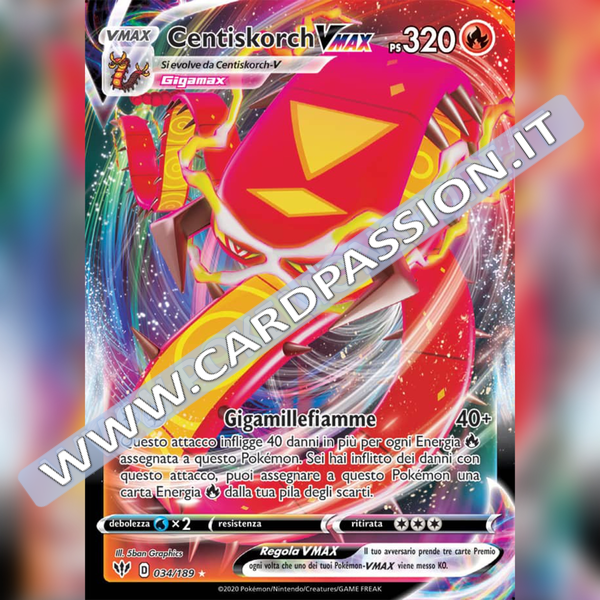 034/189 Centiskorch VMax | Fiamme Oscure - Card Passion