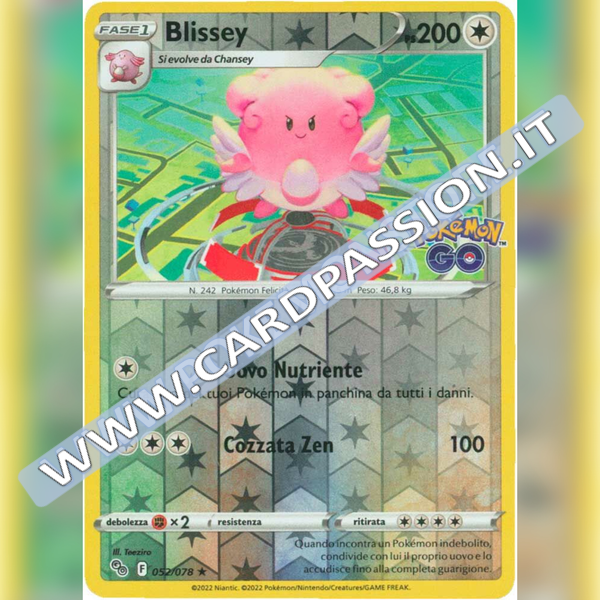 052/078 Blissey Rara Reverse | Pokemon GO - Card Passion