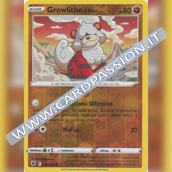 070/189 Growlithe di Hisui Comune Reverse | Lucentezza Siderale - Card Passion