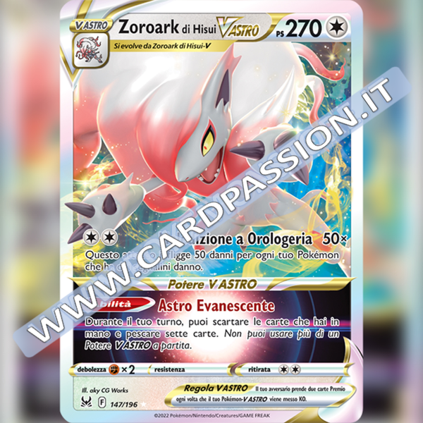 147/196 Zoroark di Hisui VAstro | Origine Perduta - Card Passion