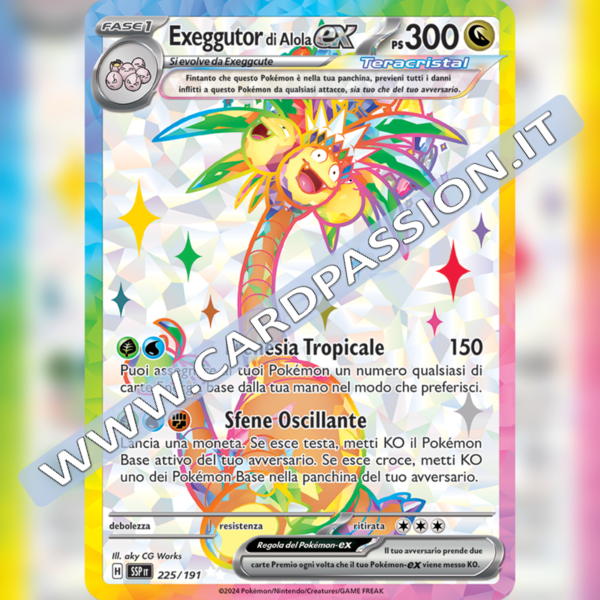 225/191 Exeggutor di Alola ex Teracristal (Full Art) | Scintille Folgoranti
