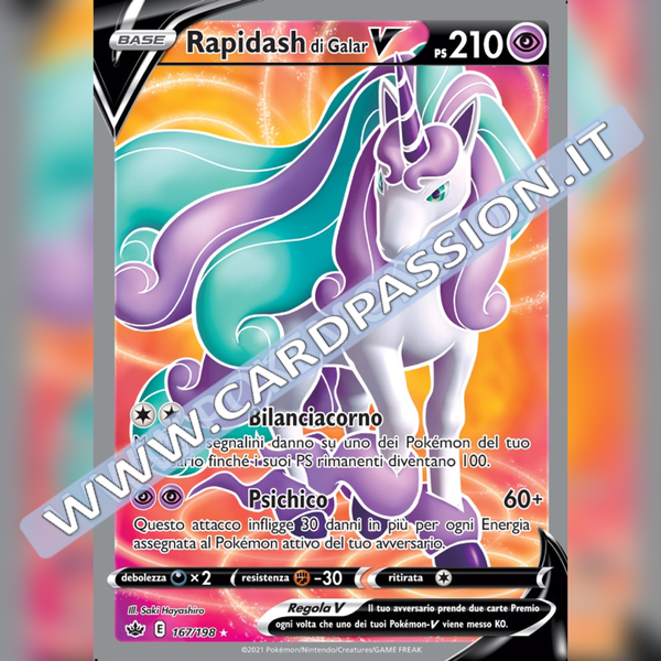 167/198 Rapidash di Galar V (Full Art) | Regno Glaciale - Card Passion