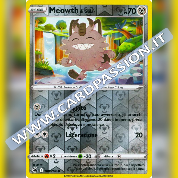 180/264 Meowth di Galar Reverse | Colpo Fusione - Card Passion