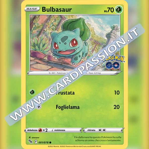 001/078 Bulbasaur Comune | Pokémon GO - Card Passion