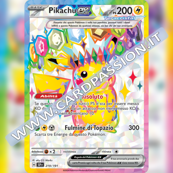 219/191 Pikachu ex Teracristal (Full Art) | Scintille Folgoranti
