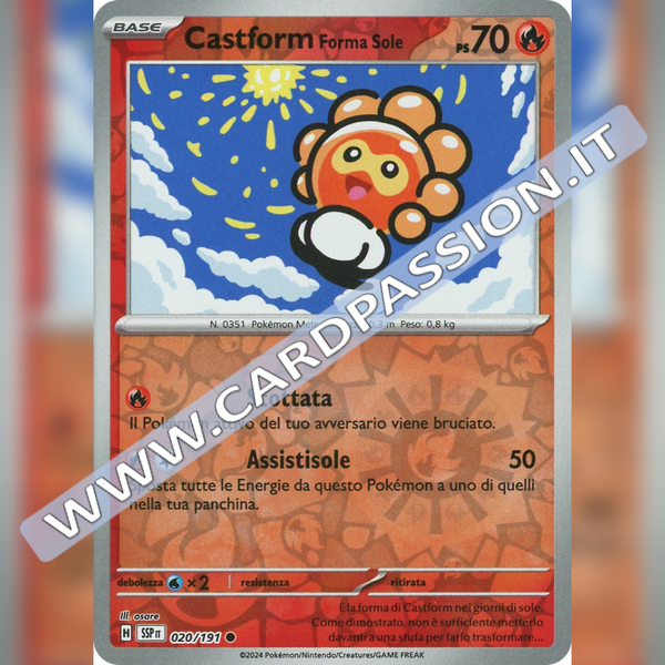 020/191 Castform Forma Sole Reverse | Scintille Folgoranti
