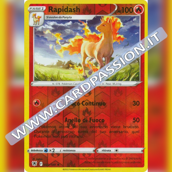 022/189 Rapidash Rara Reverse | Lucentezza Siderale - Card Passion