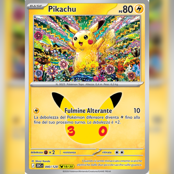 040/128 Pikachu (18/30) Holo | 30esimo Anniversario