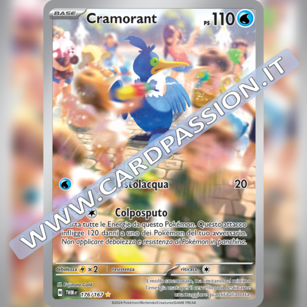 176/167 Cramorant Illustrazione Rara | Crepuscolo Mascherato