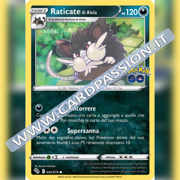 042/078 Raticate di Alola Comune | Pokemon GO - Card Passion