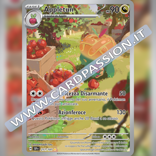 211/191 Appletun Illustrazione Rara | Scintille Folgoranti