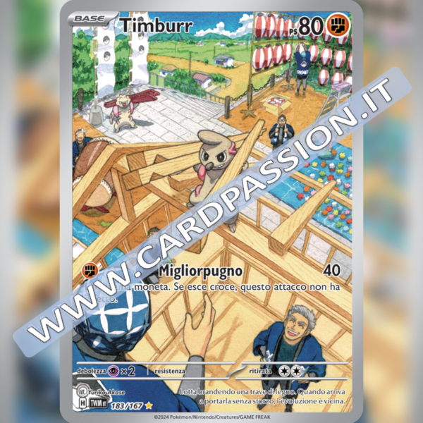 183/167 Timburr Illustrazione Rara | Crepuscolo Mascherato