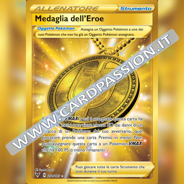 201/185 Medaglia dell'Eroe Gold | Voltaggio Sfolgorante - Card Passion