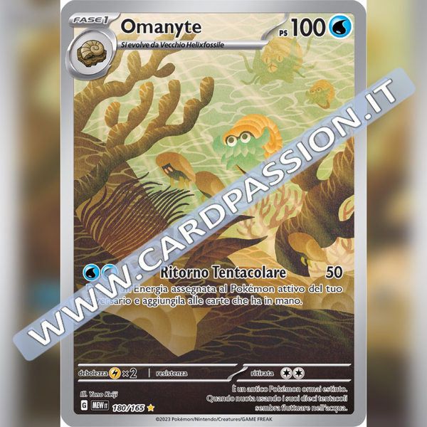 180/165 Omanyte Illustrazione Rara | Scarlatto e Violetto 151