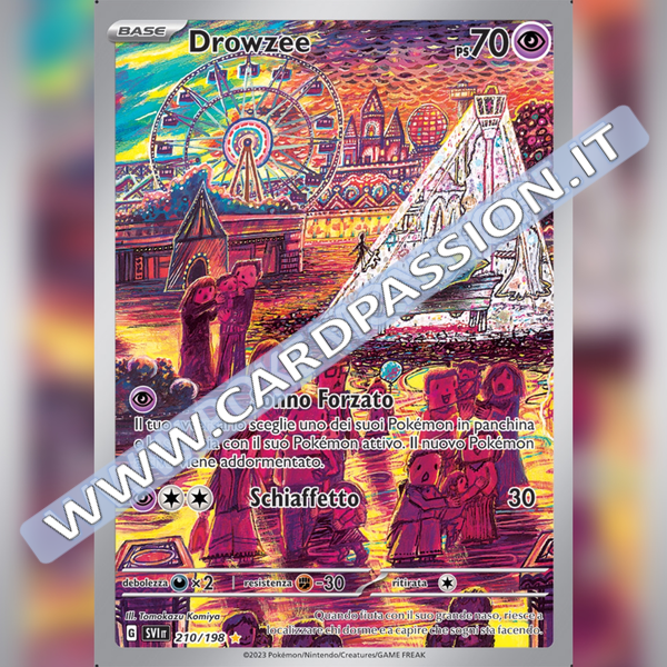210/198 Drowzee illustrazione Rara | Scarlatto e Violetto
