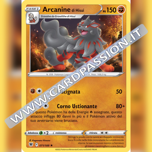 071/189 Arcanine di Hisui Rara | Lucentezza Astrale - Card Passion