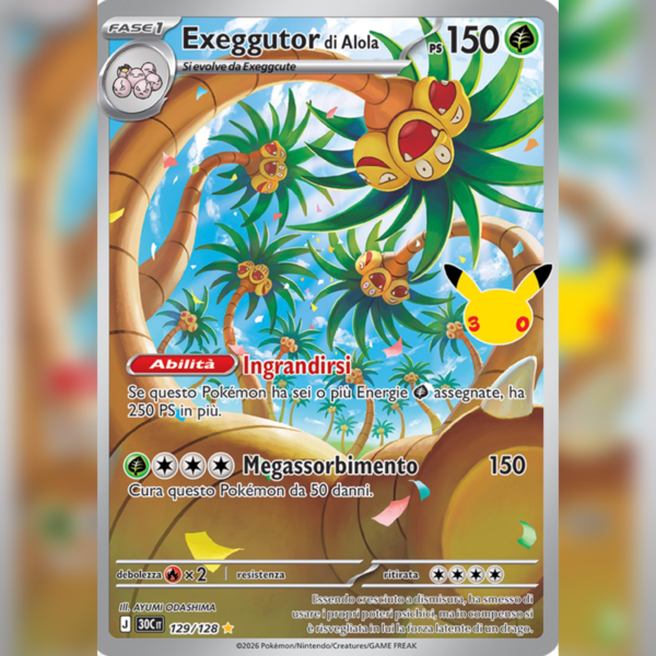 129/128 Exeggutor di Alola AR | 30esimo Anniversario