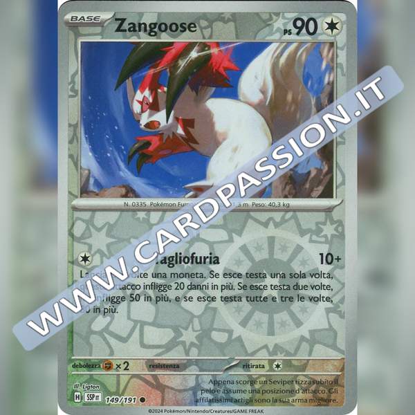 149/191 Zangoose Reverse | Scintille Folgoranti