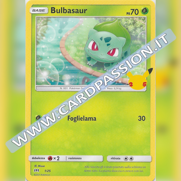 01/25 Bulbasaur Non Holo | McDonald's 25esimo Anniversario - Card Passion