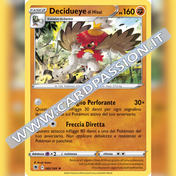 082/189 Decidueye di Hisui Rara Holo | Lucentezza Siderale - Card Passion