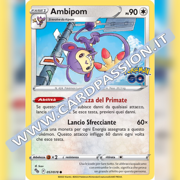 057/078 Ambipom Comune|  Pokemon GO - Card Passion
