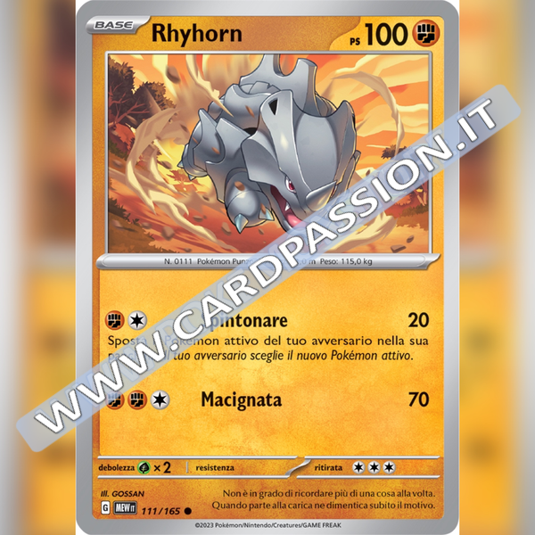 111/165 Rhyhorn | Scarlatto e Violetto 151
