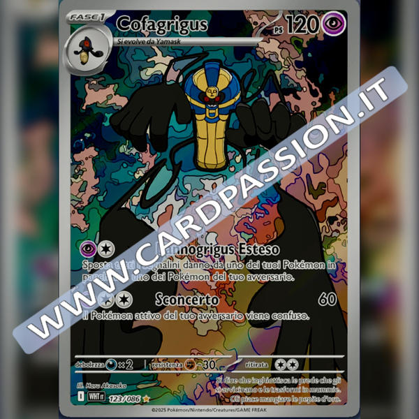 123/086 Cofagrigus Illustrazione Rara | Fuoco Bianco