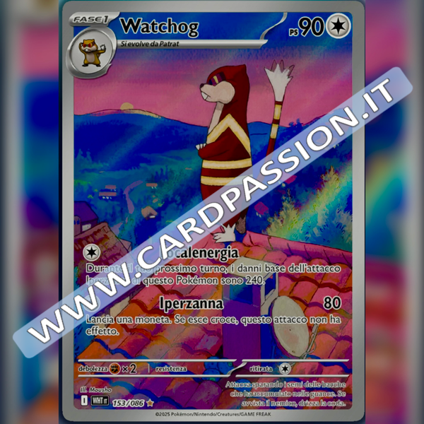 153/086 Watchog Illustrazione Rara | Fuoco Bianco