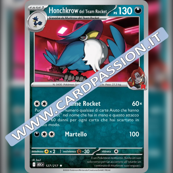 127/217 Honchkrow del Team Rocket Holo | Ascesa Eroica