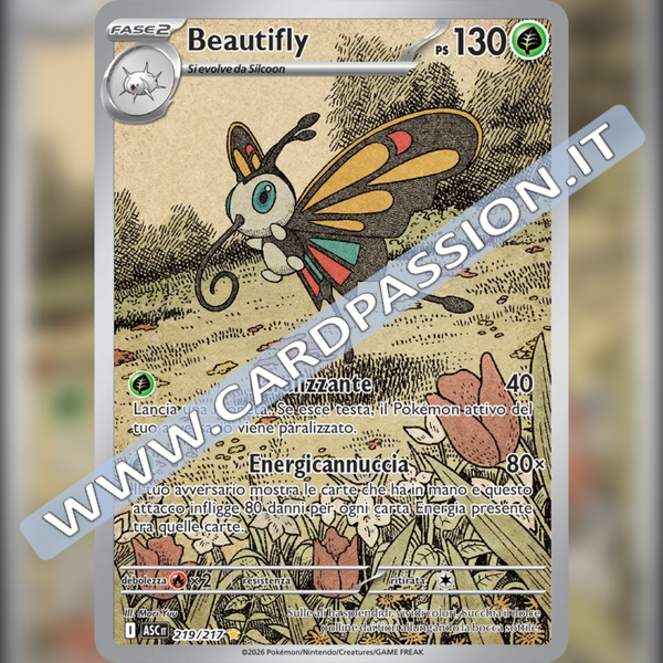 219/217 Beautifly Illustrazione Rara | Ascesa Eroica