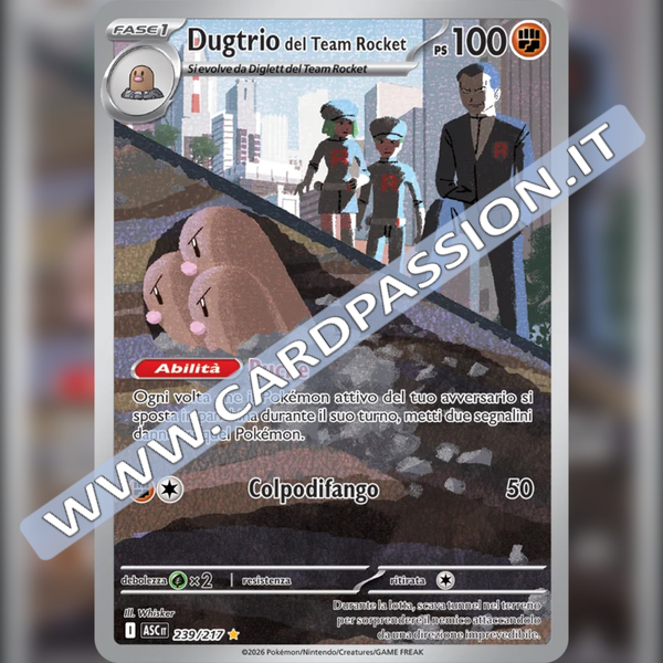 239/217 Dugtrio del Team Rocket Illustrazione Rara | Ascesa Eroica