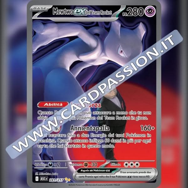 281/217 Mewtwo ex del Team Rocket (SIR) | Ascesa Eroica