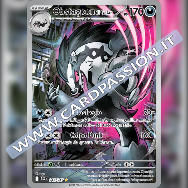 245/217 Obstagoon di Galar Illustrazione Rara | Ascesa Eroica