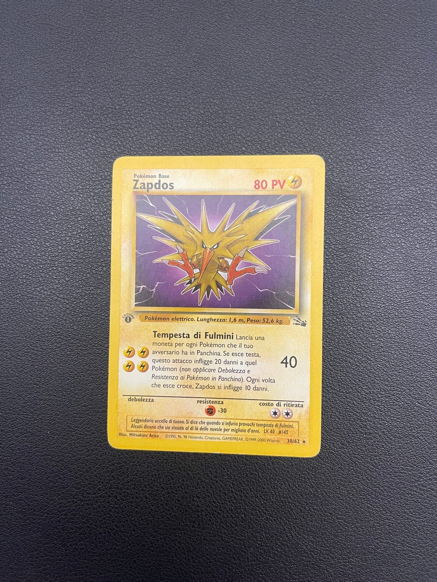 30/62 Zapdos Prima Edizione Excellent | Set Fossil (IT)