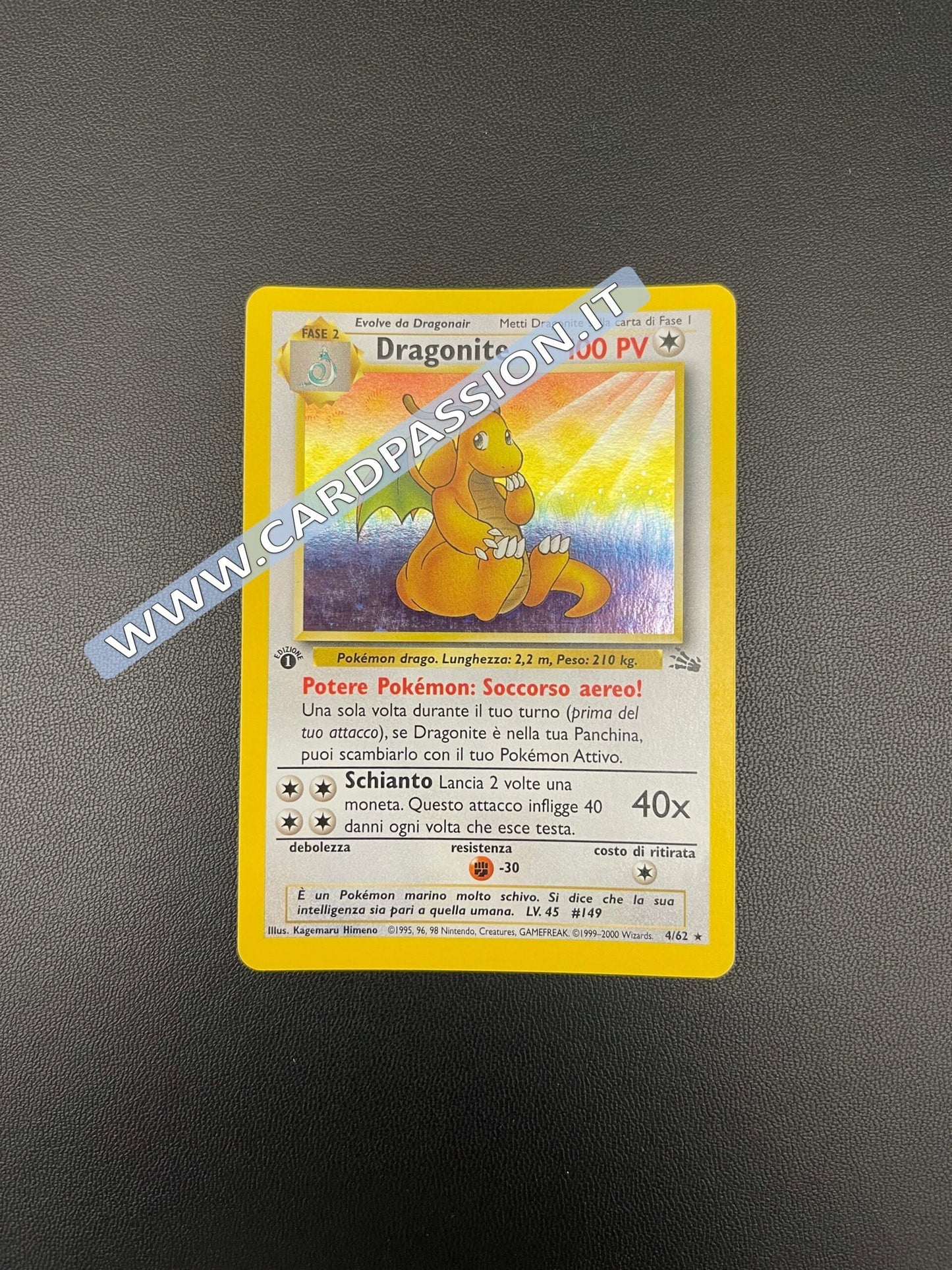 4/62 Dragonite Holo Prima Edizione Near Mint | Set Fossil (IT)
