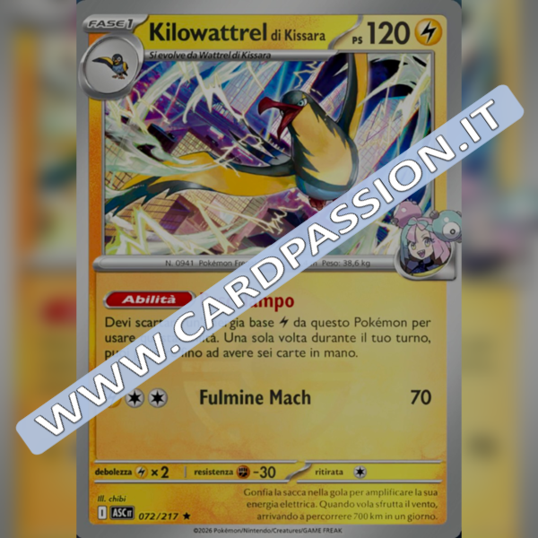 072/217 Kilowattrel di Kissara Poke Ball Reverse | Ascesa Eroica