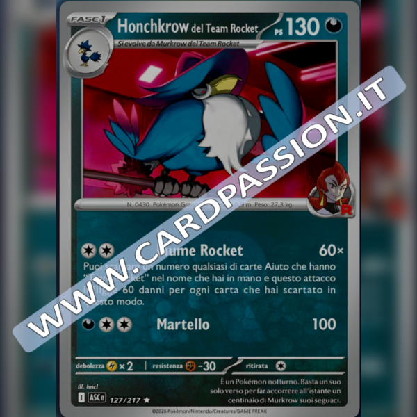 127/217 Honchkrow del Team Rocket Poke Ball Reverse | Ascesa Eroica