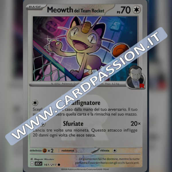 161/217 Meowth del Team Rocket Poke Ball Reverse | Ascesa Eroica