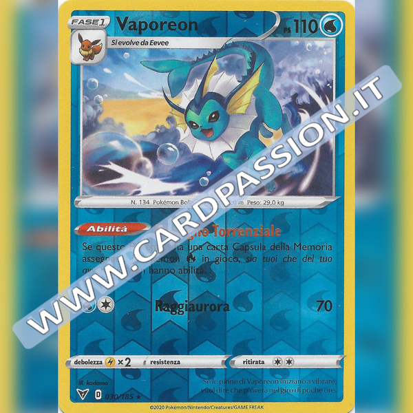 030/185 Vaporeon Reverse | Voltaggio Sfolgorante - Card Passion