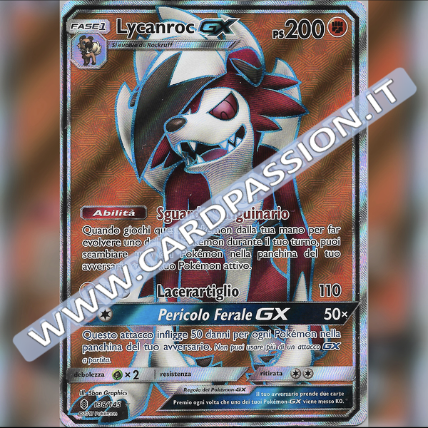 138/145 Lycanroc GX (Full Art) | Guardiani Nascenti - Card Passion