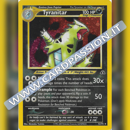 12/75 Tyranitar Holo | Set Neo Discovery Excellent - Card Passion