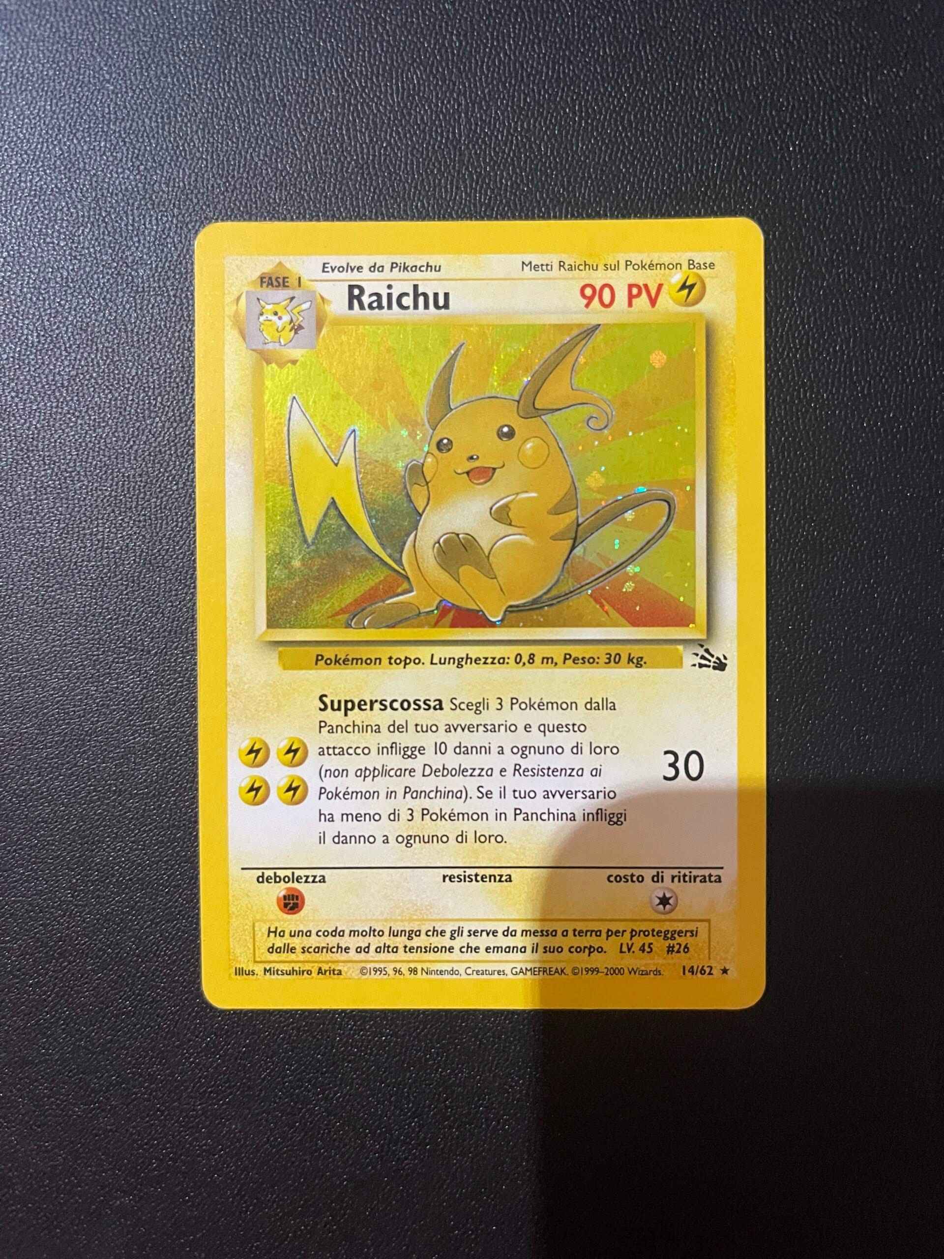 14/62 Raichu Holo | Set Fossil Excellent